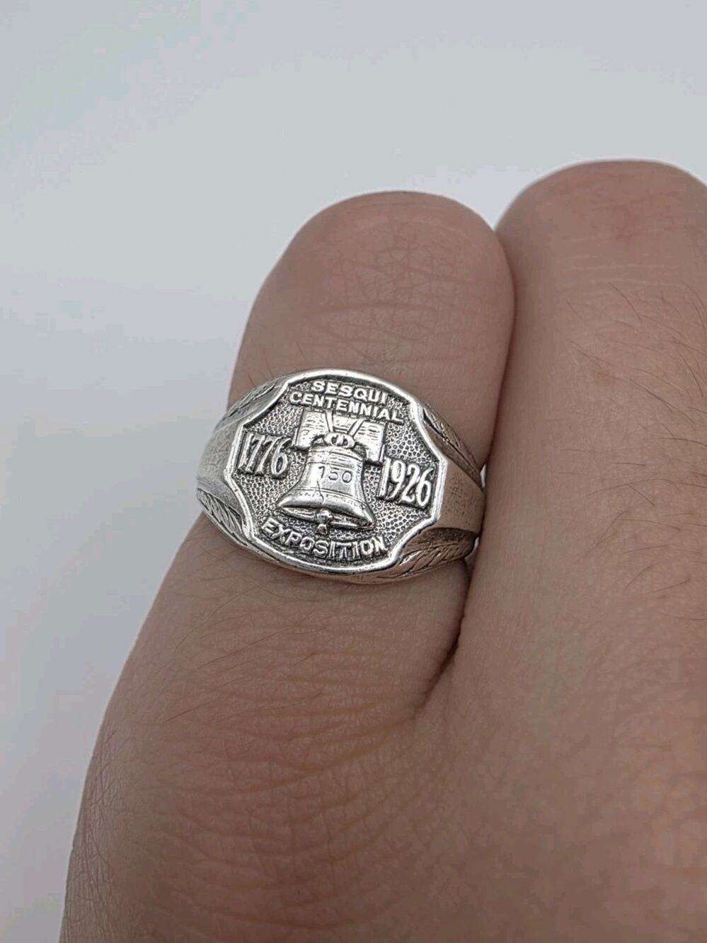 Sterling Silver Sesqui Centennial Exposition 150 Years Liberty Bell Ring Size 7